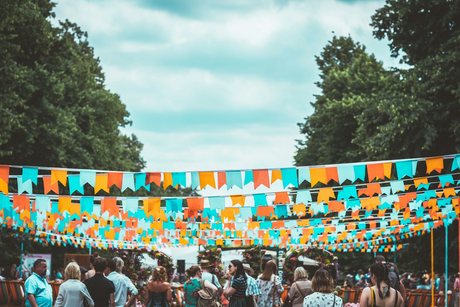 Illustrative summer festival with colourful bunting